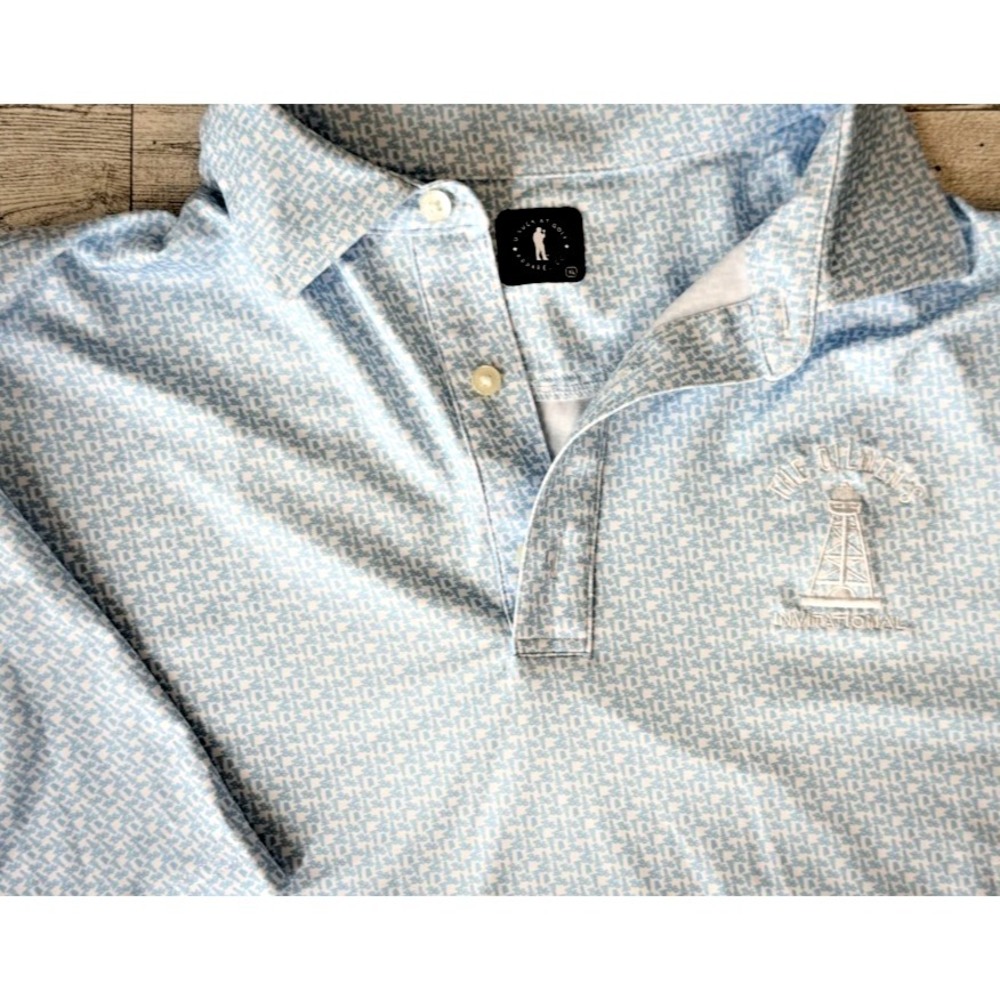 U Suck At Golf Polo Shirt Mens XL Blue White Oilmen Invitational Print Golf Top